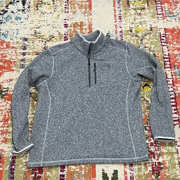 The North Face Gray 1/4 Zip Up Fleece Coat Outwear Coat Jacket Men's XL - Picture 1 of 10